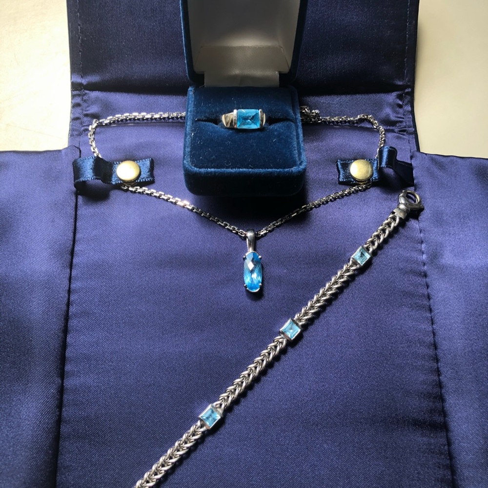 Blue Topaz necklace, ring and bracelet
